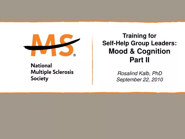 training for self help group leaders mood cognition part ii rosalind kalb phd september 22 2010