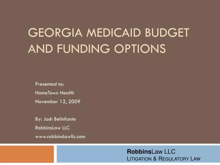 georgia medicaid budget and funding options