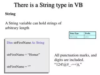 There is a String type in VB