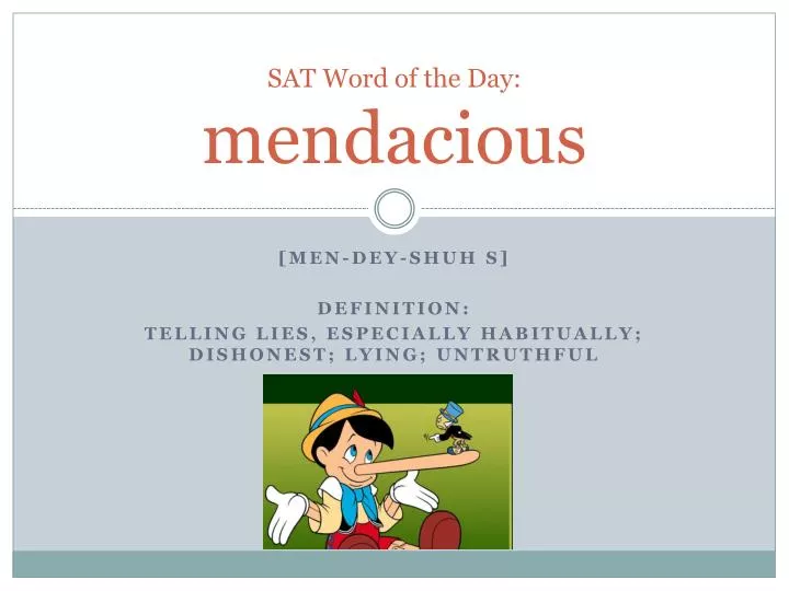 sat word of the day mendacious
