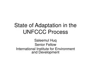 State of Adaptation in the UNFCCC Process