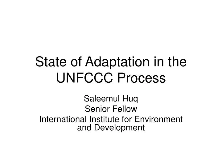 state of adaptation in the unfccc process