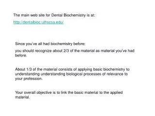 The main web site for Dental Biochemistry is at: dentalbioc.uthscsa/