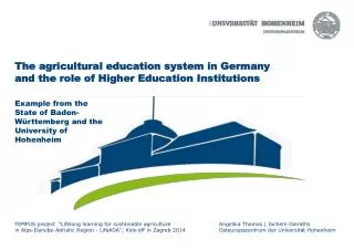 The agricultural education system in Germany and the role of Higher Education Institutions