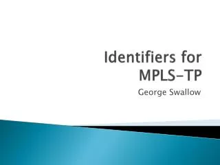 Identifiers for MPLS-TP