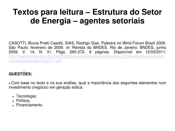 textos para leitura estrutura do setor de energia agentes setoriais