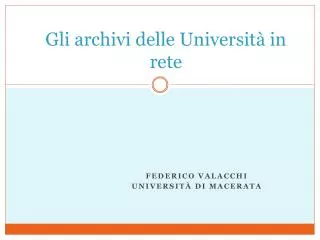 Gli archivi delle Università in rete