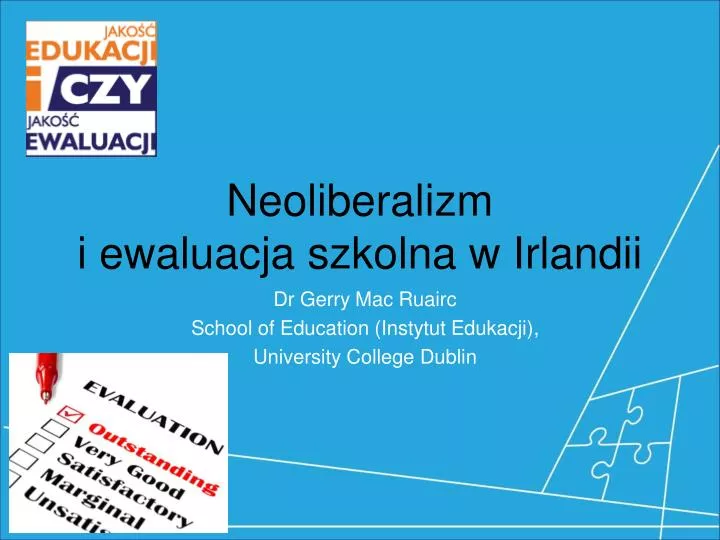 neoliberalizm i ewaluacja szkolna w irlandii