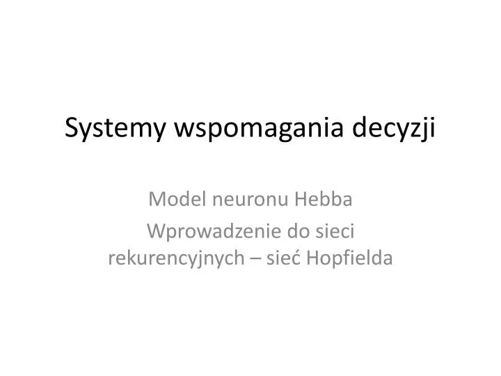 systemy wspomagania decyzji