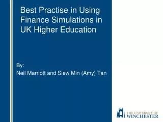 Best Practise in Using Finance Simulations in UK Higher Education