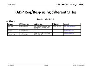PADP Req / Resp using different SIHes