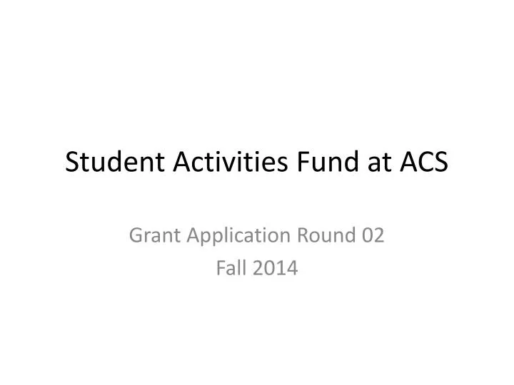 student activities fund at acs