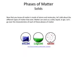 Phases of Matter Solids