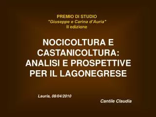 PREMIO DI STUDIO &quot;Giuseppe e Carina d’Auria&quot; II edizione