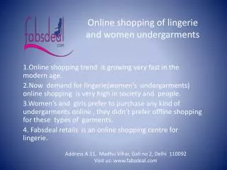 Online shopping for lingerie and women undergarments.
