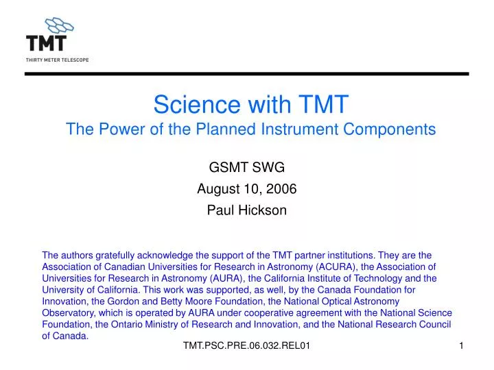 science with tmt the power of the planned instrument components