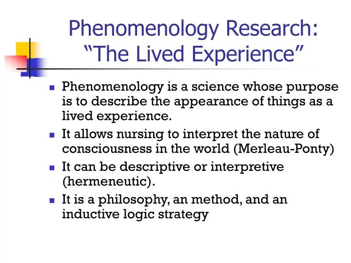phenomenology research the lived experience