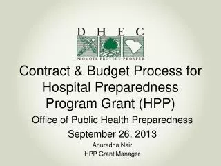 Contract &amp; Budget Process for Hospital Preparedness Program Grant (HPP)