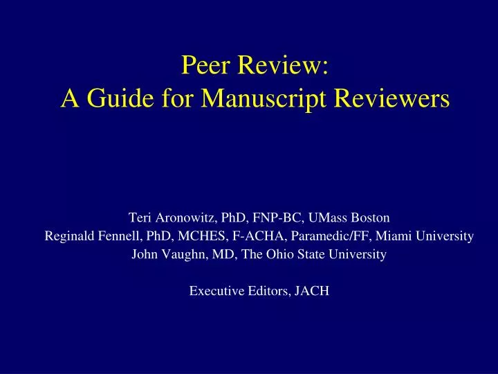 peer review a guide for manuscript reviewers