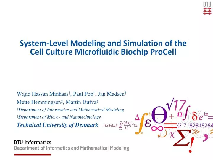 system level modeling and simulation of the cell culture microfluidic biochip procell