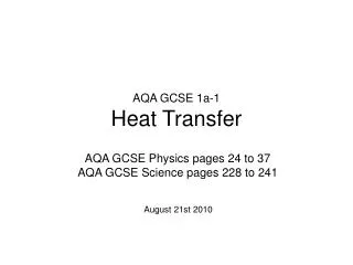 AQA GCSE 1a-1 Heat Transfer