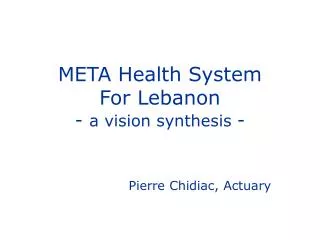 META Health System For Lebanon - a vision synthesis -