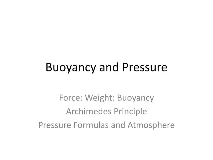 buoyancy and pressure