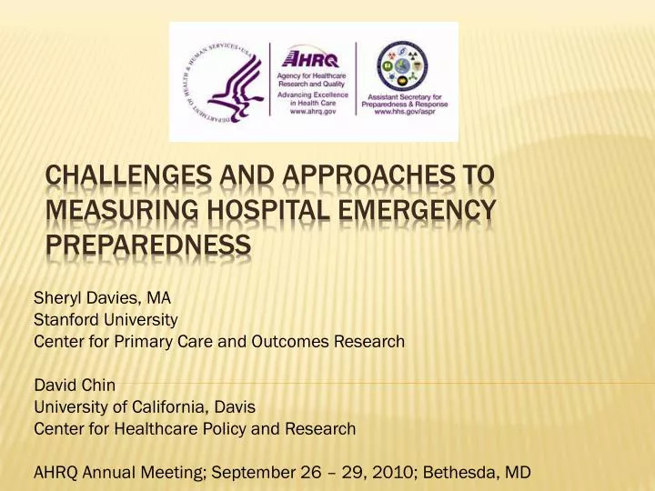 challenges and approaches to measuring hospital emergency preparedness