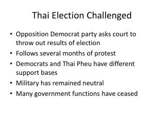 Thai Election Challenged