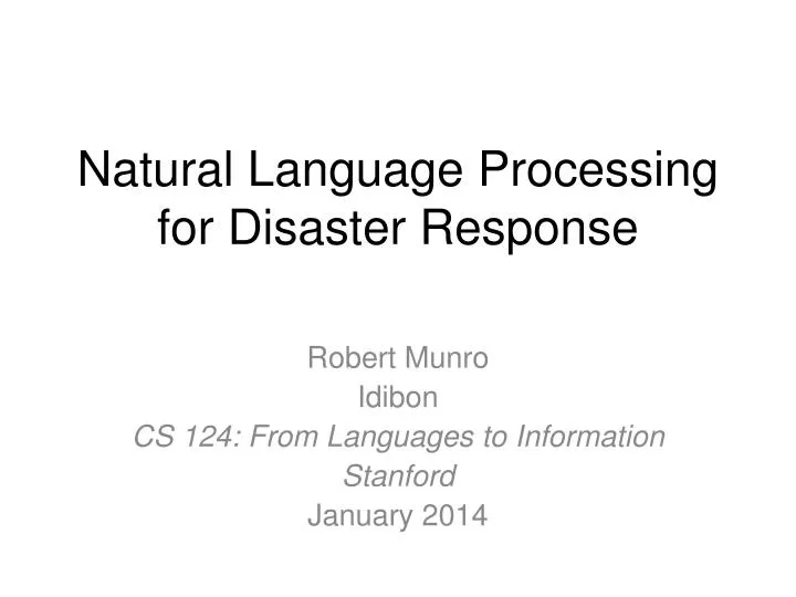 natural language processing for disaster r esponse