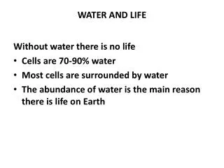 WATER AND LIFE