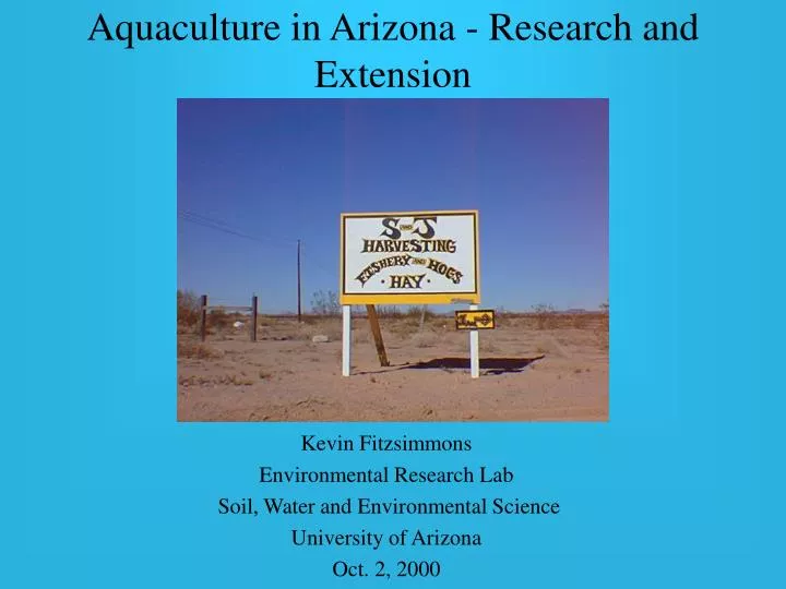 aquaculture in arizona research and extension