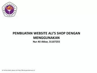 PEMBUATAN WEBSITE ALI’S SHOP DENGAN MENGGUNAKAN Nur Ali Akbar, 31107255
