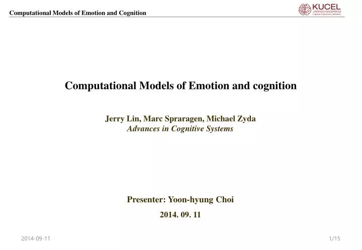 computational models of emotion and cognition