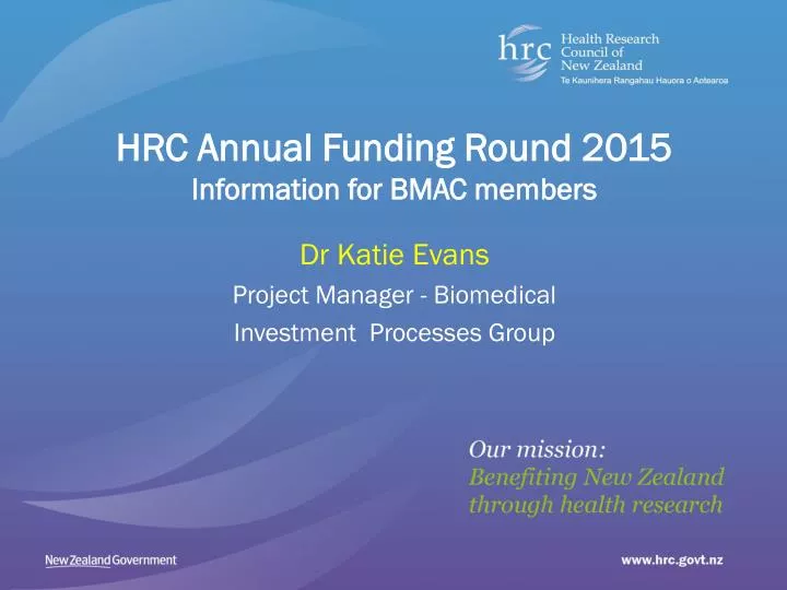 dr katie evans project manager biomedical investment processes group