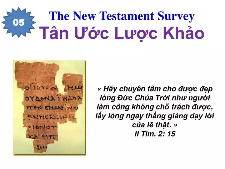 the new testament survey t n c l c kh o