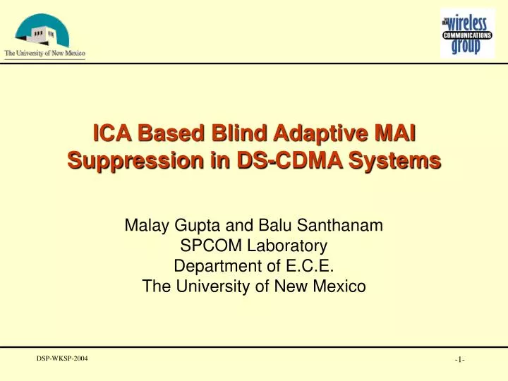ica based blind adaptive mai suppression in ds cdma systems