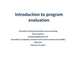 Introduction to program evaluation