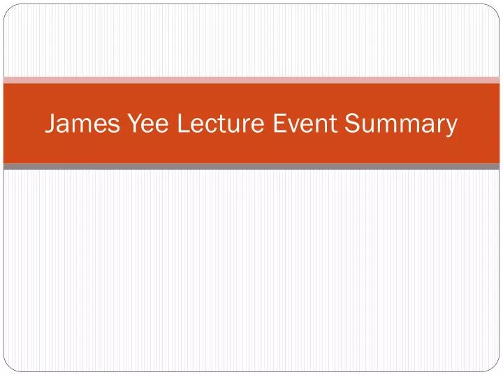 james yee lecture event summary