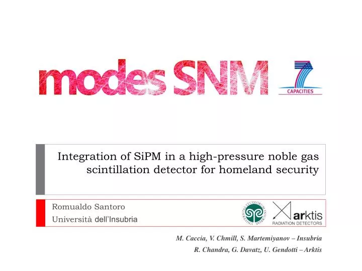integration of sipm in a high pressure noble gas scintillation detector for homeland security