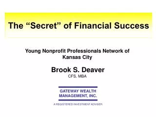 The “Secret” of Financial Success