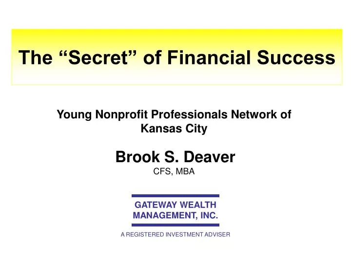 the secret of financial success