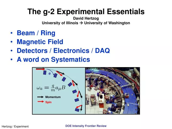 the g 2 experimental essentials david hertzog university of illinois university of washington