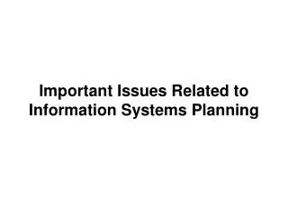 Important Issues Related to Information Systems Planning