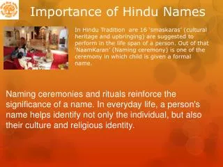 Importance of Hindu Names