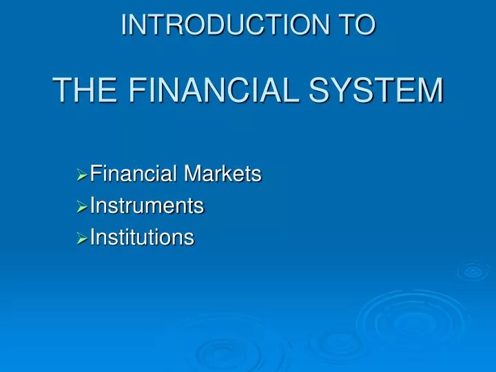 introduction to the financial system