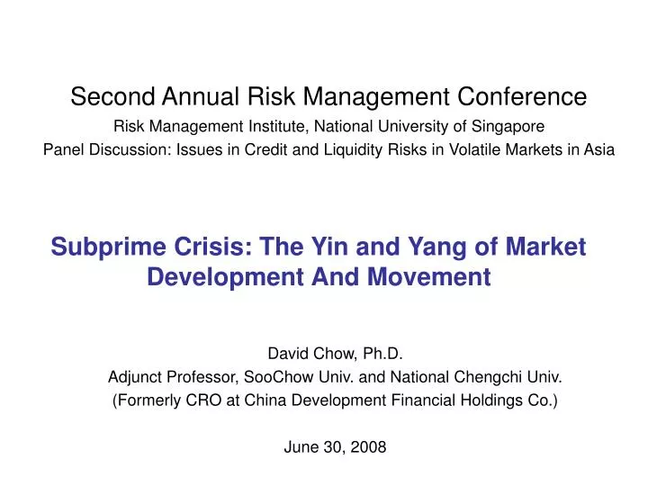 subprime crisis the yin and yang of market development and movement