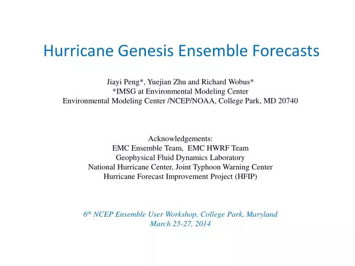 hurricane genesis ensemble forecasts