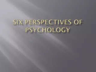 SIX PERSPECTIVES OF PSYCHOLOGY