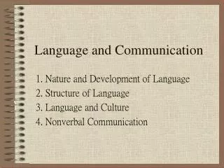Language and Communication